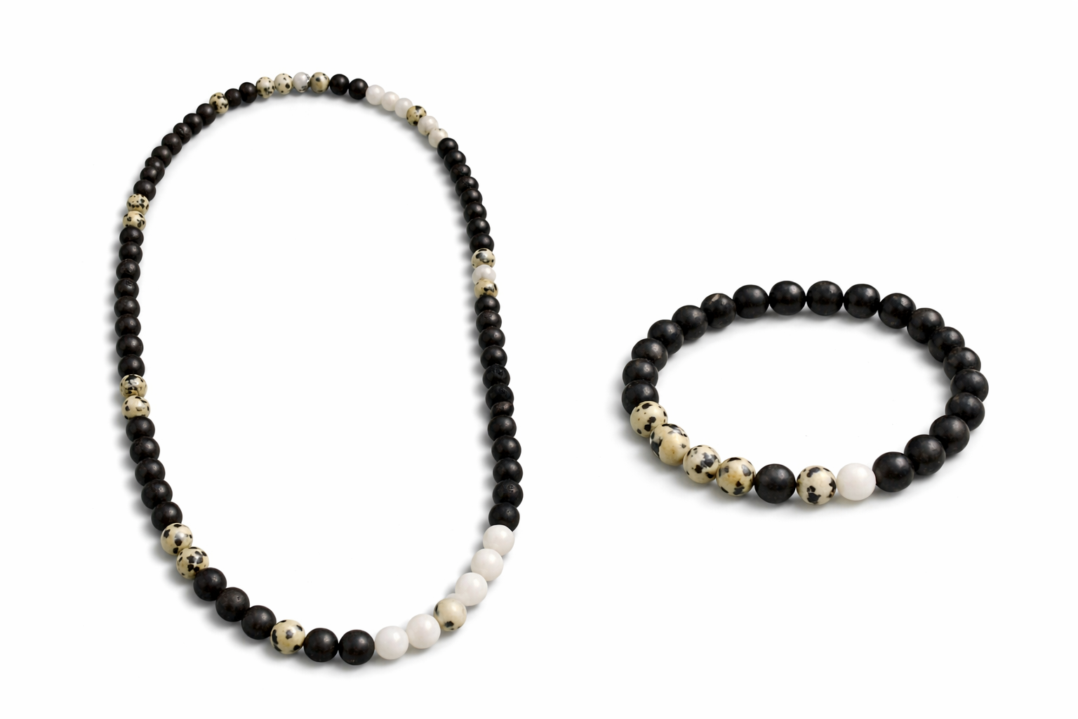 Grounded Balance Bead Set | Lava Rock, Dalmatian Jasper & White Jade