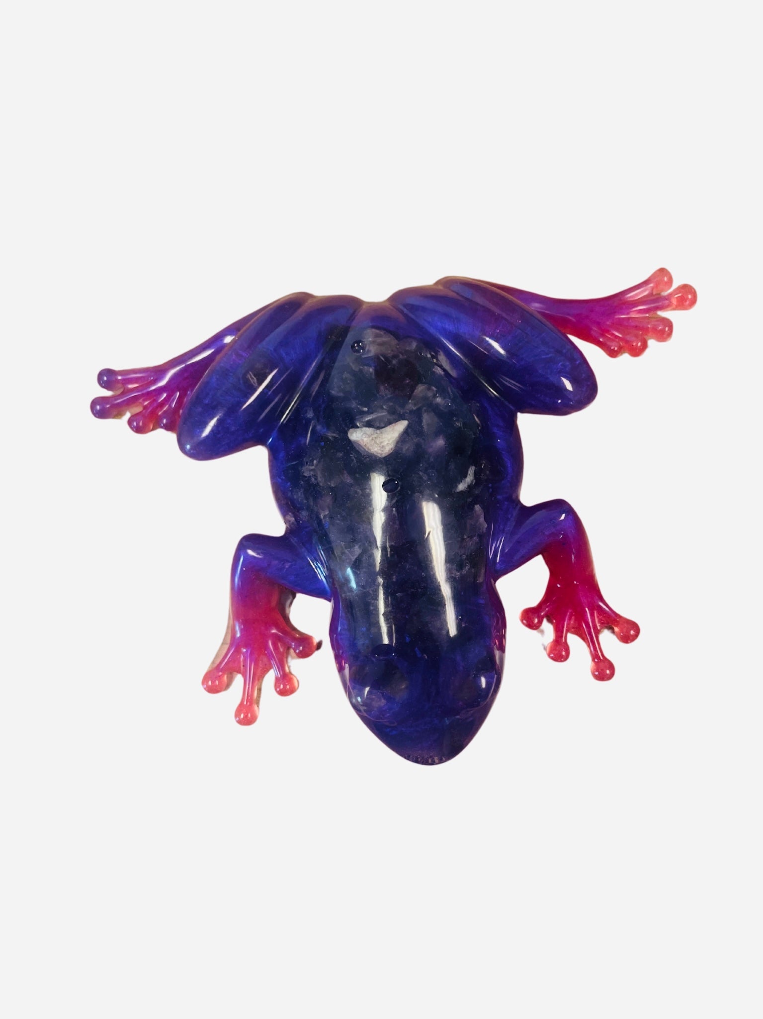Pink Palm Frog – Amethyst-Infused Home Décor