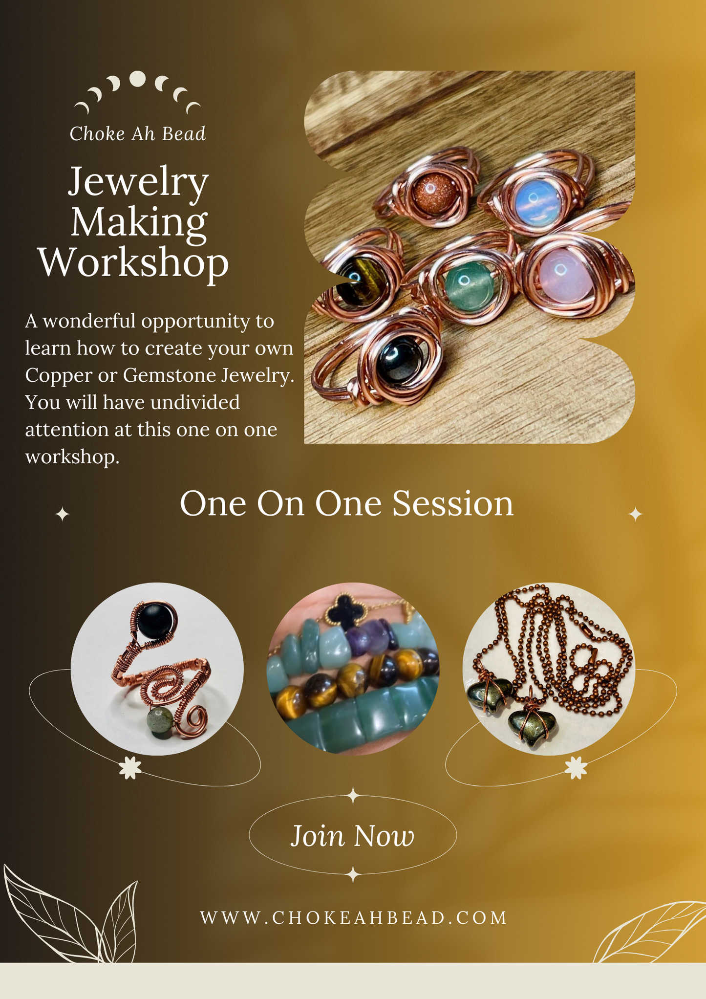 Private Jewelry Making Session/Copper work and crystal Beaded Jewelry