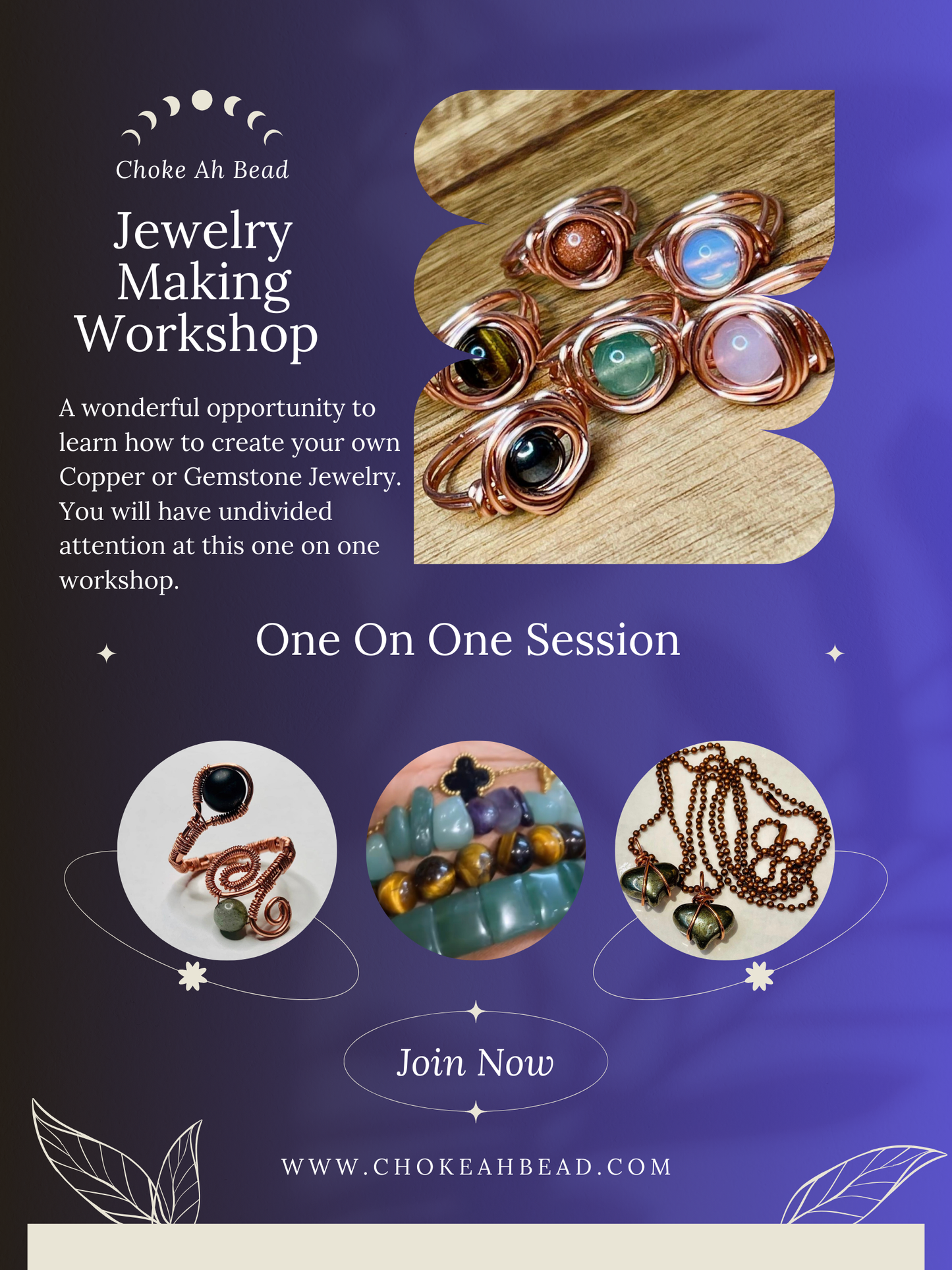 Private Jewelry Making Session/Copper work only