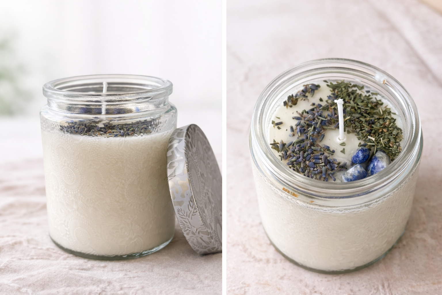 Celestial Intention Candles | Hand-Poured Soy Wax with Crystals & Herbs