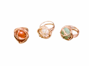 Crystal copper wire wrapped ring