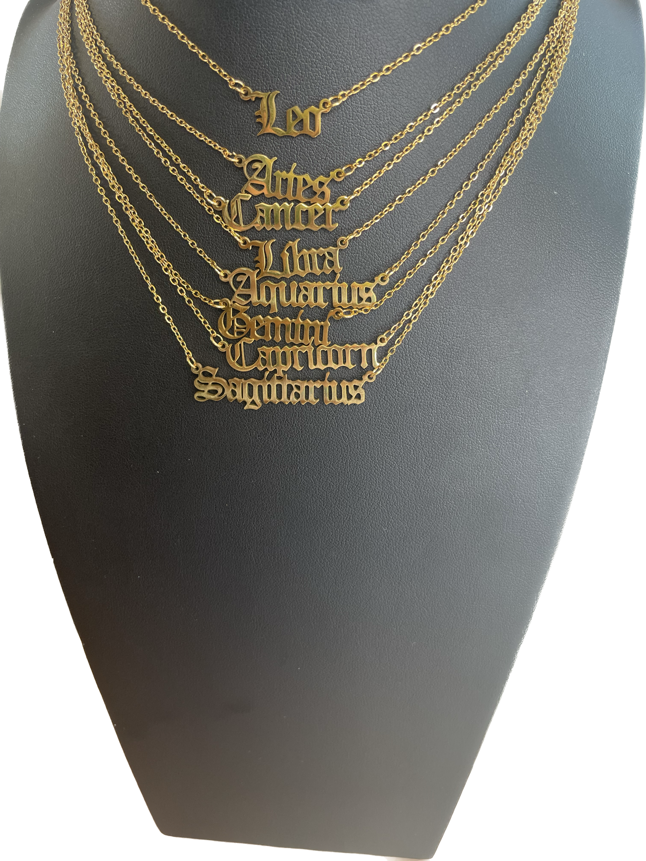 Gold zodiac plate necklace