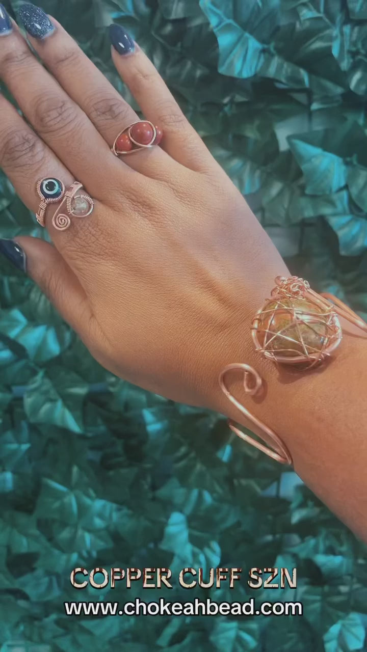 Copper cuff with crystal