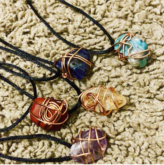 Wire wrapped Crystal necklaces