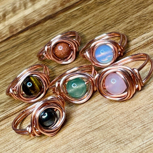 Copper gemstone rings